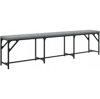 Lavice do jídelny ocelová světle šedá 186 x 32 x 45 cm s polštářem