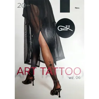 Dámské punčochy Vzorované Punčocháče Gatta Art Tattoo vz.07 20 DEN černé Nero velikost 3