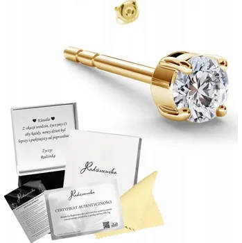 Náušnice Pozlacený pánský náušnice s bílou zirkon 3MM