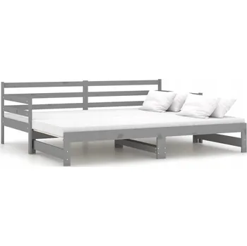 Postel Multifunkční Dřevěná Postel/Gauč, Rozkládací, Šedá, 203x183x69 cm