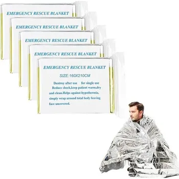 Hračka pro kojence Balení 5 nouzových dek, záchranné deky, nouzové deky, záchranná fólie, odolné proti roztržení a