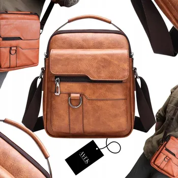 PÁNSKÁ HNĚDÁ KOŽENÁ TAŠKA PŘÍRUČNÍ PŘES RAMENO EKO KŮŽE MALÁ AVEK