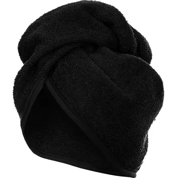 Ručník DÁMSKÝ TURBAN RUČNÍK NA VLASY SPA NA HLAVU 100% BAVLNA FROTÉ ČERNÝ