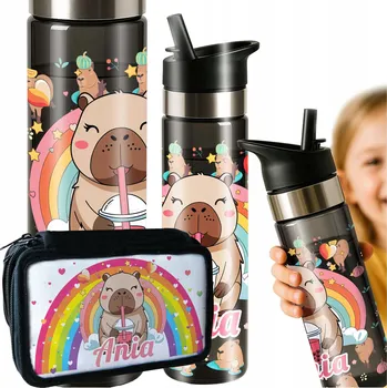 Láhev ŠKOLNÍ PENÁL S VYBAVENÍM LAHEV NA PITÍ KAPYBARA CAPIBARA LÁHEV NA VODU