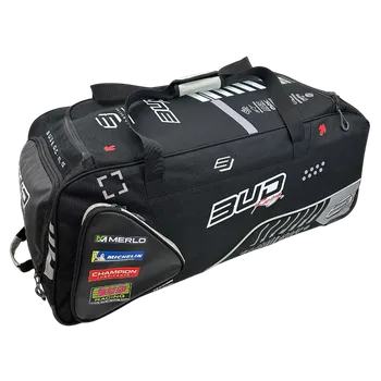 Motokrosová cestovní taška - cestovní textilní brašna na kolečkách s rukojetí BUD RACING TRAVEL ROLLER BAG BIG s objemem 150 litrů, barva černá/šedá (rozměr 90 × 45 × 35 cm, navržena pro motokrosové jezdce a náročné cestování)