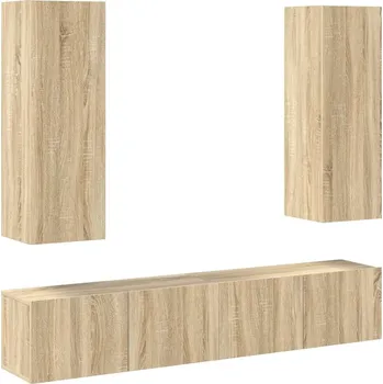 Televizní stolek 4dílná sada TV skříněk, dub sonoma, deska