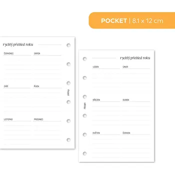 Náplň do diáře Fleppi Náplň do diáře - Rychlý přehled roku Vyberte velikost náplně: Pocket