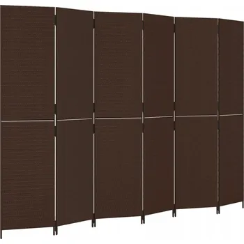 Paraván Paraván z polyratanu, 6 panelů, hnědá barva, 294x200 cm