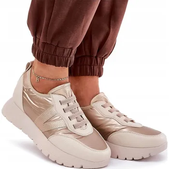 Dámská obuv DÁMSKÉ SPORTOVNÍ BOTY NA PLATFORMĚ STYLOVÉ VINCEZA 58510 ZLATÉ 36