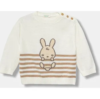 Dětský svetr s příměsí vlny United Colors of Benetton 10F4B101H.W.seasonal béžová 01X, vel. 74