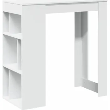 Jídelní stůl Barový stolek se 6 přihrádkami, dřevěný materiál, bílý, 102x50x103 cm