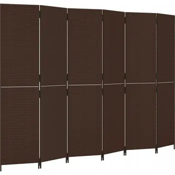 Paraván Paraván z polyratanu, 6 panelů, hnědá barva, 294x200 cm