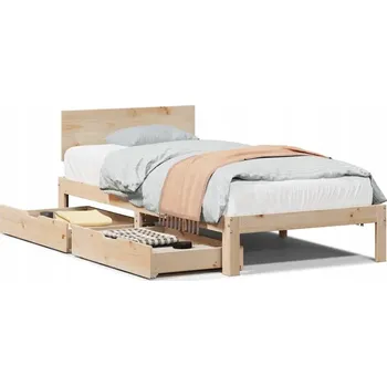 Postel Rám postele z borovice s čelem a zásuvkami 205,5 x 93,5 x 69,5 cm