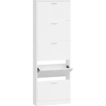 Botník Moderní botník s 5 Výklopnými Zásuvkami, Bílý Lesk, 59x17x169