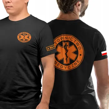 Pánská móda Pánské tričko Záchranná služba Eskulap s krevní skupinou a vlajkou Polský M