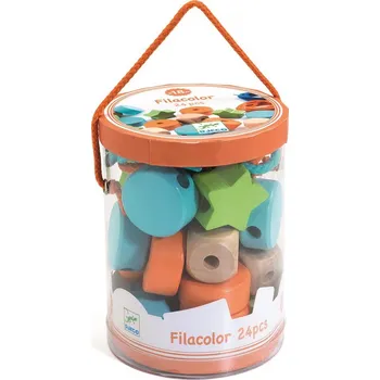 Djeco DJ06160 dřevěné korálky tvary 24 ks