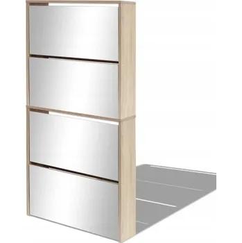 Botník Botník dubová 63 x 17 x 134 cm, 4 zásuvky, zrcadlo