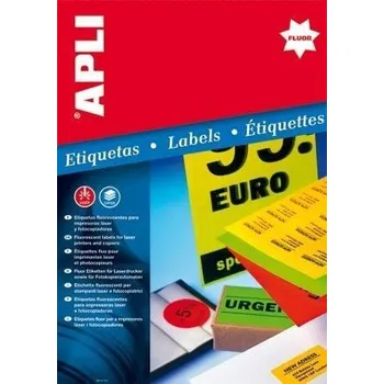 Samolepící etiketa Etikety, kruhové, fluorescentní žlutá, průměr 60mm, 240 ks/bal., APLI ,balení 20 ks Apli