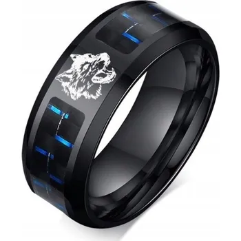 Prsten ČERNÝ PRSTEN PECZET S VLKEM z oceli 316L R25