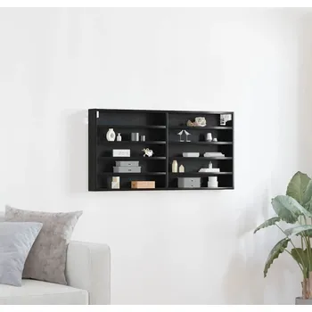 Obývací pokoj Vitrína s policí Černý dub 100 x 8,5 x 50 cm kompozitní dřevo