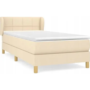 Postel Kontinentální postel s matrací 203 x 103 x 78/88 cm, krémová barva