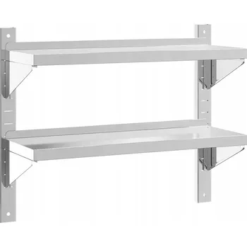 police Dvojitá nástěnná police 75x23,5x60 cm stříbrná z nerezové oceli