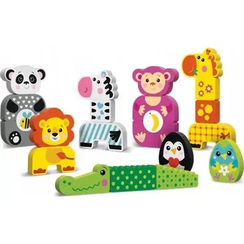Dřevěná hračka Dětské hity: Přátelská zoo dřevěná hrací sada - 22 dílů