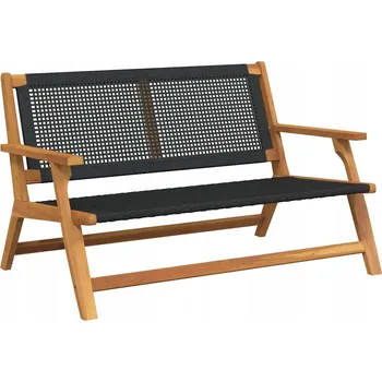 Zahradní lavice Zahradní lavice z černého ratanu a akáciového dřeva 122 x 78 x 73 cm