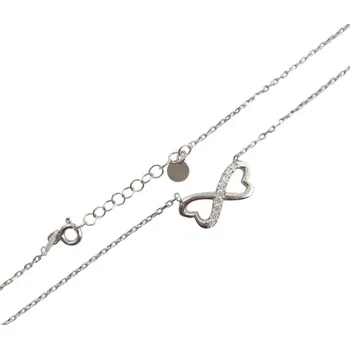 Náhrdelník Stříbrný náhrdelník - srdce se zirkony, rhodiovaný, Ag 925