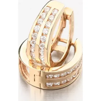 Náušnice Dámské náušnice žluté zlato 585 zirkon kruhy PKL22-071