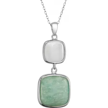 Oblečení a móda Stříbrný náhrdelník s amazonitem a bílou perletí 12170.3