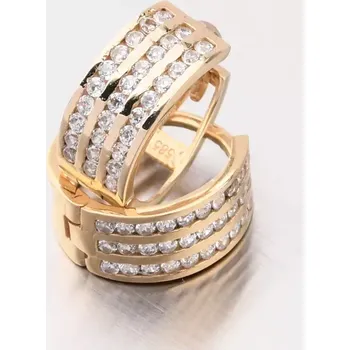 Náušnice Dámské náušnice žluté zlato 585 zirkon kruhy PKL12-027-ZL