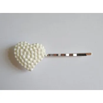 Fimo sponka do vlasů - srdce - bílá