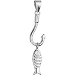 Stříbrný přívěsek ryba na háčku 14054.1 crystal