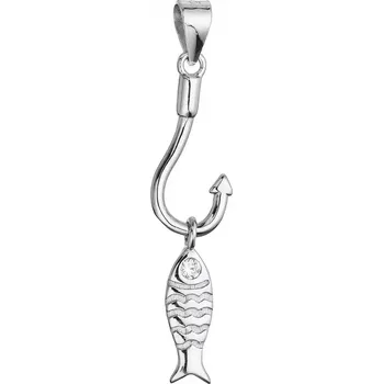 Přívěsek Stříbrný přívěsek ryba na háčku 14054.1 crystal
