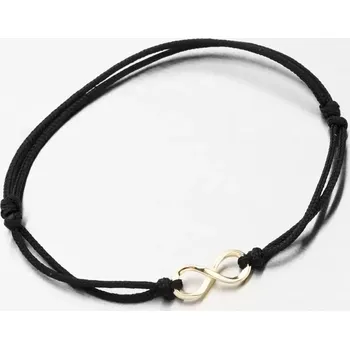 Náramek Náramek žluté zlato 585 černý provázkový nekonečno 74-5188ZL-Black délka 19 cm