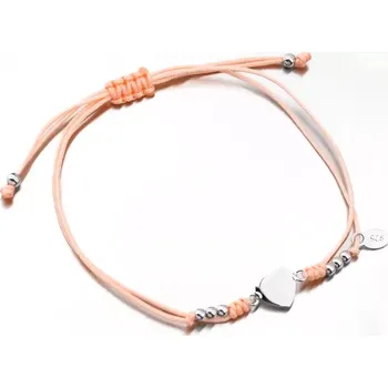 Náramek Náramek stříbro 925 provázkový se srdíčkem BST-14382 délka 22 cm