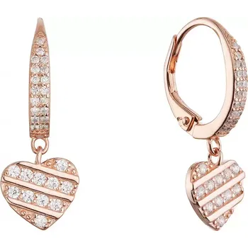 Náušnice Pozlacené stříbrné náušnice se zavěšeným srdíčkem 11720.1 rose gold