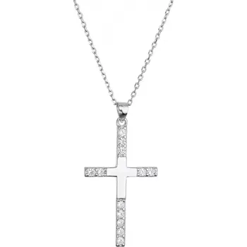 Oblečení a móda Stříbrný náhrdelník kříž se zirkony 12137.1