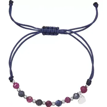 Oblečení a móda Textilní náramek fialový s korálky ruby a natural sapphire 13059.3