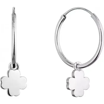 Oblečení a móda Stříbrné náušnice kruhy se čtyřlístky 61057