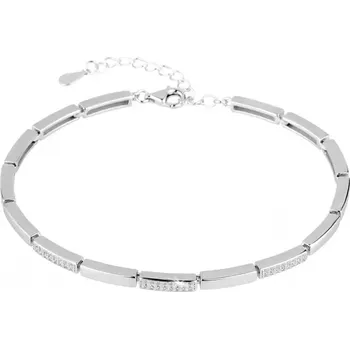 Oblečení a móda Stříbrný náramek obdélníčkový se zirkony 13056.1 crystal