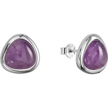 Oblečení a móda Stříbrné náušnice trojúhelník s pravým ametystem 11728.3