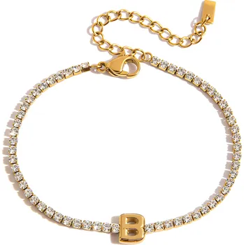 Náramek ELENYS Písmeno B – pozlacený náramek 18K žluté zlato Délka náramku: 16+5 cm / max. 21 cm