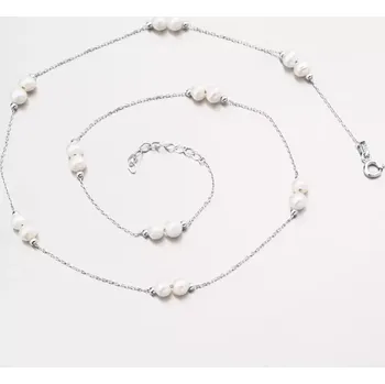 Oblečení a móda Dámský náhrdelník bílé zlato 585 perly 15R-047 délka 45 cm