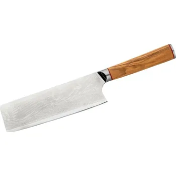Kuchyňský nůž Herbertz 392140 Chai Dao kuchařský nůž 17,5cm, damašek a AUS-10V, olivové dřevo a G10