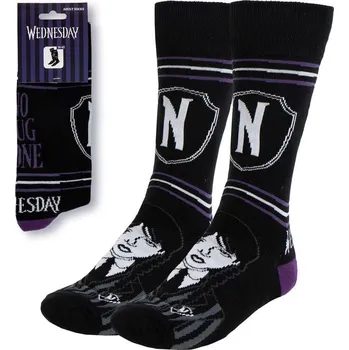 Pánské ponožky Pánské ponožky Netflix|Wednesday: Postava a Znak Akademie Nikdyvíc (velikost EU 36-43)