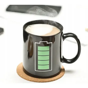 Magický HRNEK BATERIE na kávu velký DÁREK černý