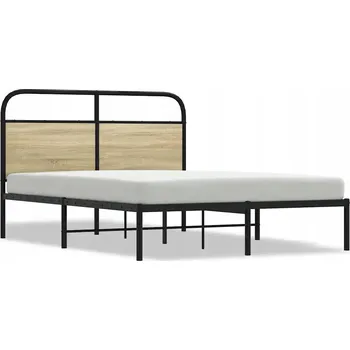 Postel Rám postele ocelový s čelem dub sonoma 207 x 146 x 100 cm