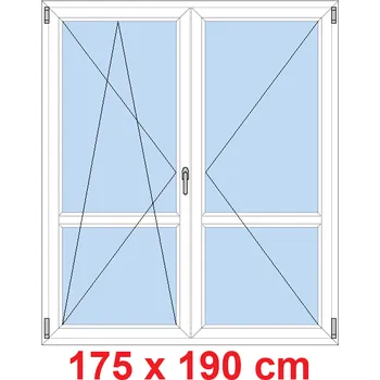 Okno Soft Dvoukřídlé balkonové dveře s příčkou 175x190 cm, otevíravé a sklopné